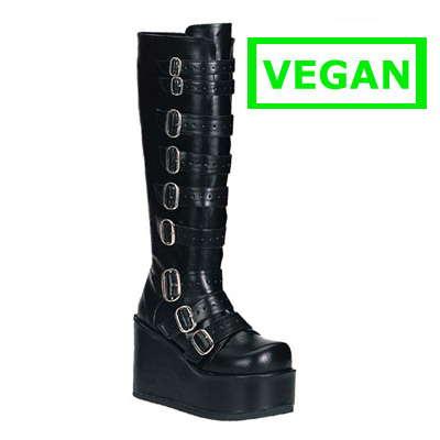 Demonia Concord 108 zwart mat gothic metal plateau zool Demonia Ranger 302 zwart mat gothic, metal lange veter